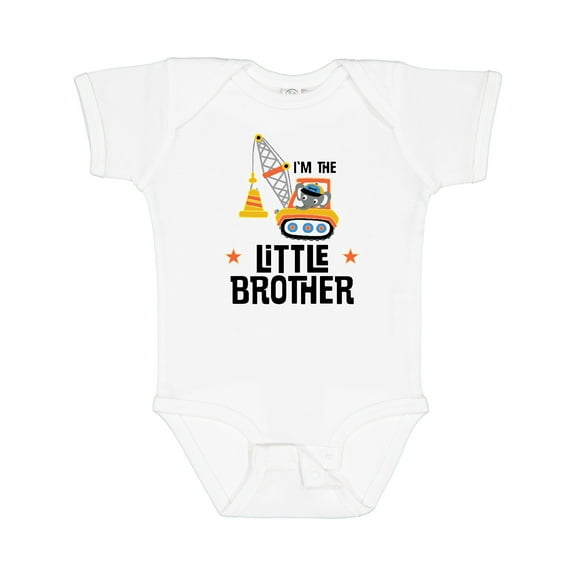 Inktastic Little Brother Construction Truck Boys Boys Baby Bodysuit