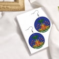 thumbnail image 4 of Leather Dangle Round Earrings For Women Coat Of Arms Of Haiti Circle Earrings Drop Jewelry, 4 of 6