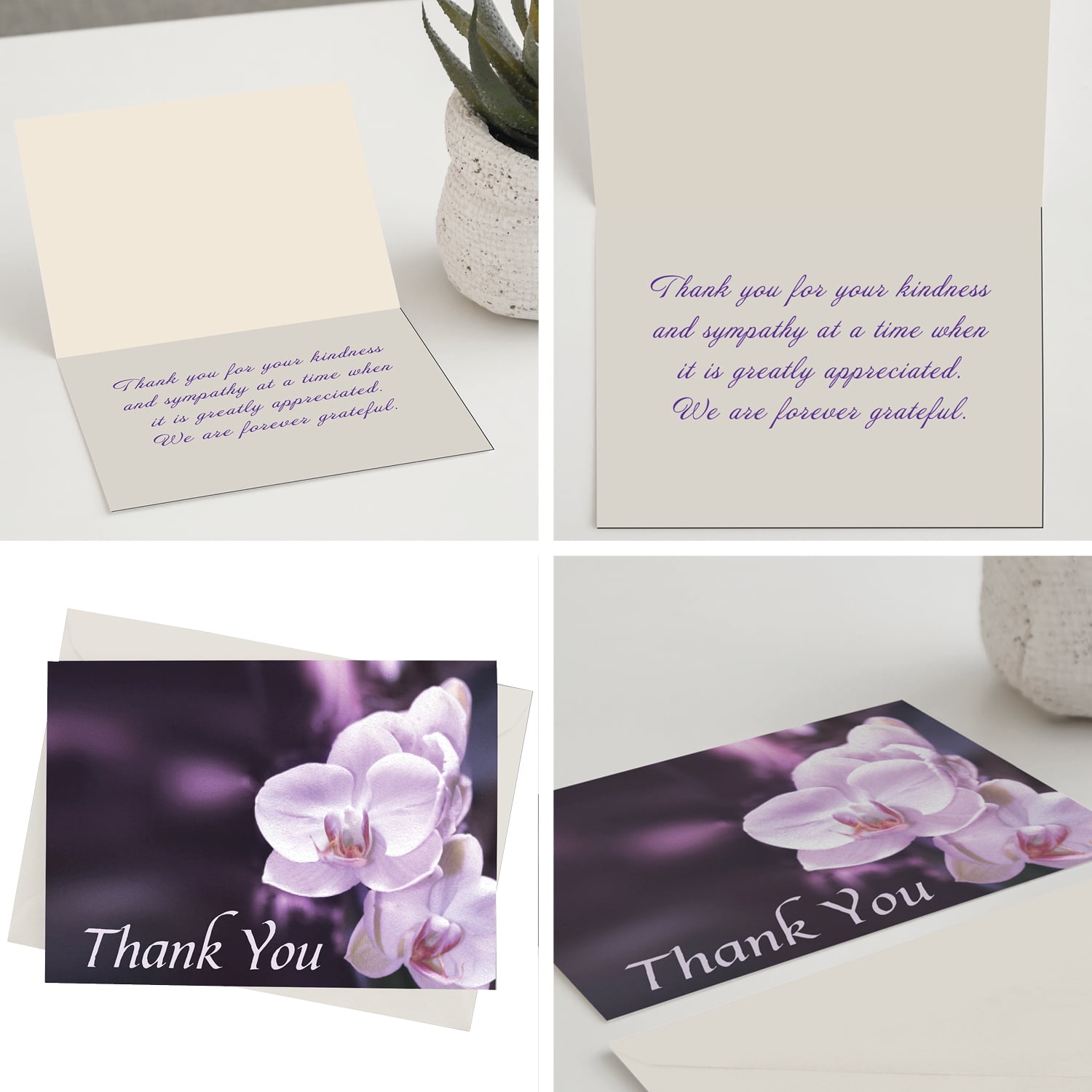 50 Funeral Sympathy Bereavement Thank You Cards With Envelopes - Message Inside VARIETY Floral