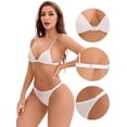 thumbnail image 3 of DARING DIVA Wirefree Triangle Bra Lightweight No Show Thong 2 Packs L White, 3 of 6