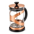 thumbnail image 3 of HausRoland Glass French Press for Tea and Coffee 27 fl oz (800 ml) Glass Cafetiere Coffee Brewer, Rose Gold, 3 of 4