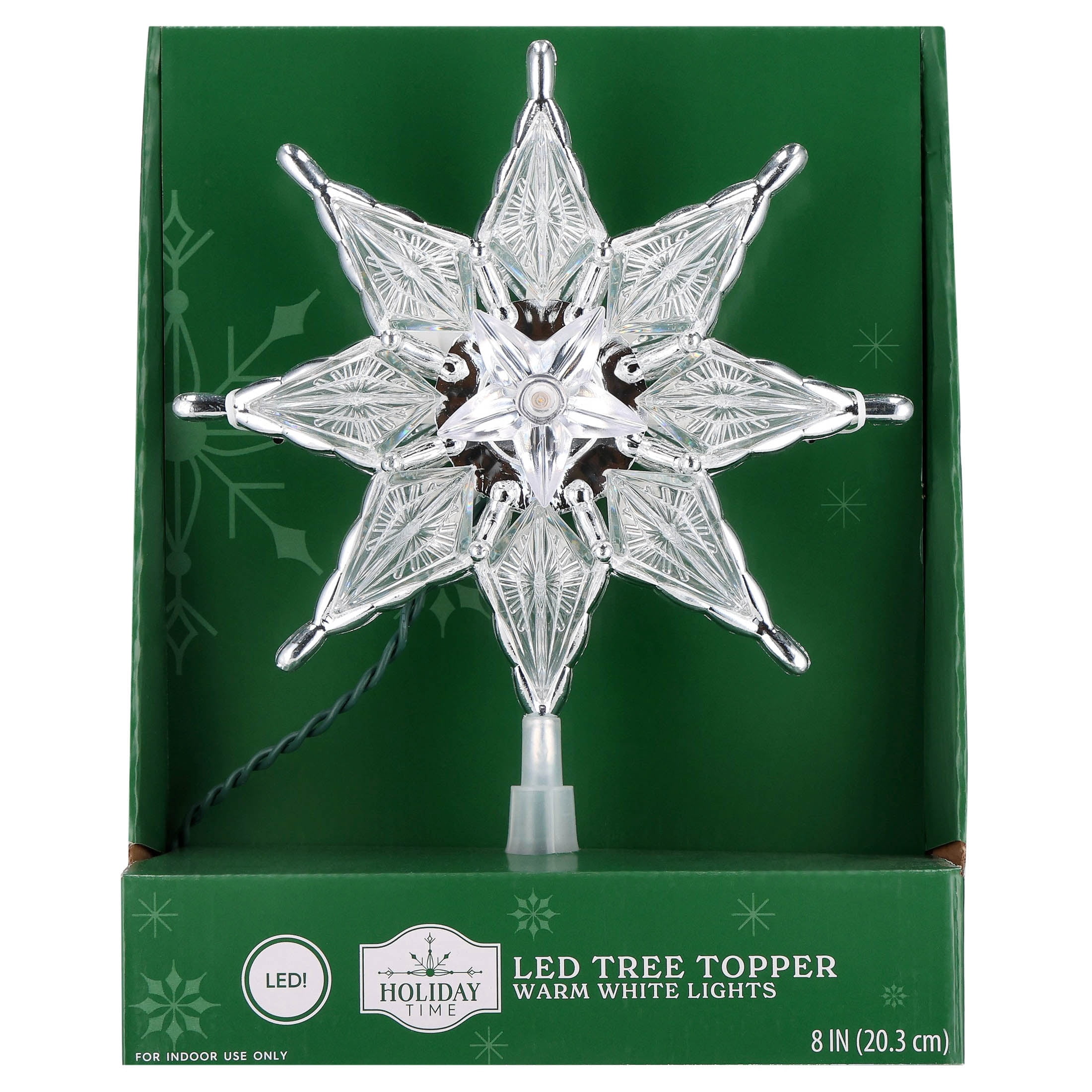 LED Star Christmas Tree Topper, Silver, 8", by Holiday Time