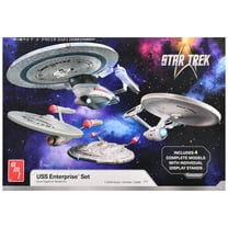 Skill 2 Model Kit U.S.S. Enterprise Four Ship Set "Star Trek" 1/2500 Scale Model by AMT