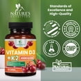 thumbnail image 5 of Vitamin D3 K2 Supplement - 2000 IU D3 Per Serving - Extra Strength MK-7 K with Vitamin D3 - For Immune Support, Heart, Teeth & Bone Health - Easy to Swallow D3K2 Chewable, Berry Flavor - 60 Tablets, 5 of 10
