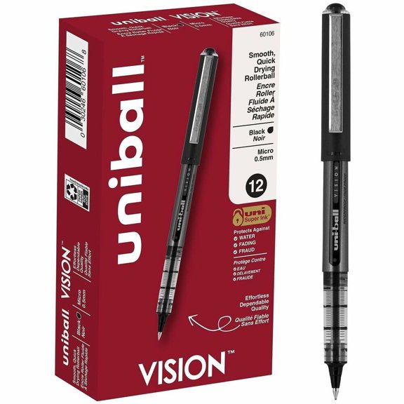 Uni-Ball Vision Rollerball Pens, 1 Dozen (Quantity)