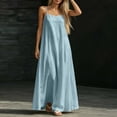 thumbnail image 4 of NTACZA Elegant Dresses for Women Maxi Slip Dress Sleeveless Square Neckline Vacation Casual Beach Blue L, 4 of 7