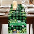thumbnail image 3 of Table Runners 72 Inches Long Dress Scarves, St. Patrick's Day Farmhouse Kitchen Table Runner, Coffee Tablerunners, Green Truck Lucky Shamrocks Farmhouse Check 14x72 Inch, 3 of 9