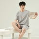 thumbnail image 1 of Pijama de algodón de verano para hombre, pantalones cortos de manga corta, ropa de abrigo informal de dos piezas, traje de estar por casa para hombre, 1 of 6