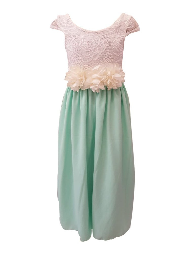aqua white lace dress
