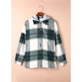 thumbnail image 5 of QWZNDZGR Women Casual Plaid Shacket Jacket Hoodies Long Sleeve Button Down Flannel Shirts, 5 of 8