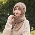 thumbnail image 4 of Prolriy Neck Gaiter Integrated Ear Windproof Cap Scarf Knitting Thick Warm Ear Guard Hat Hooded Scarf Women Winter Knitted Hat Neck Warmer Scarf for Women Khaki, 4 of 8