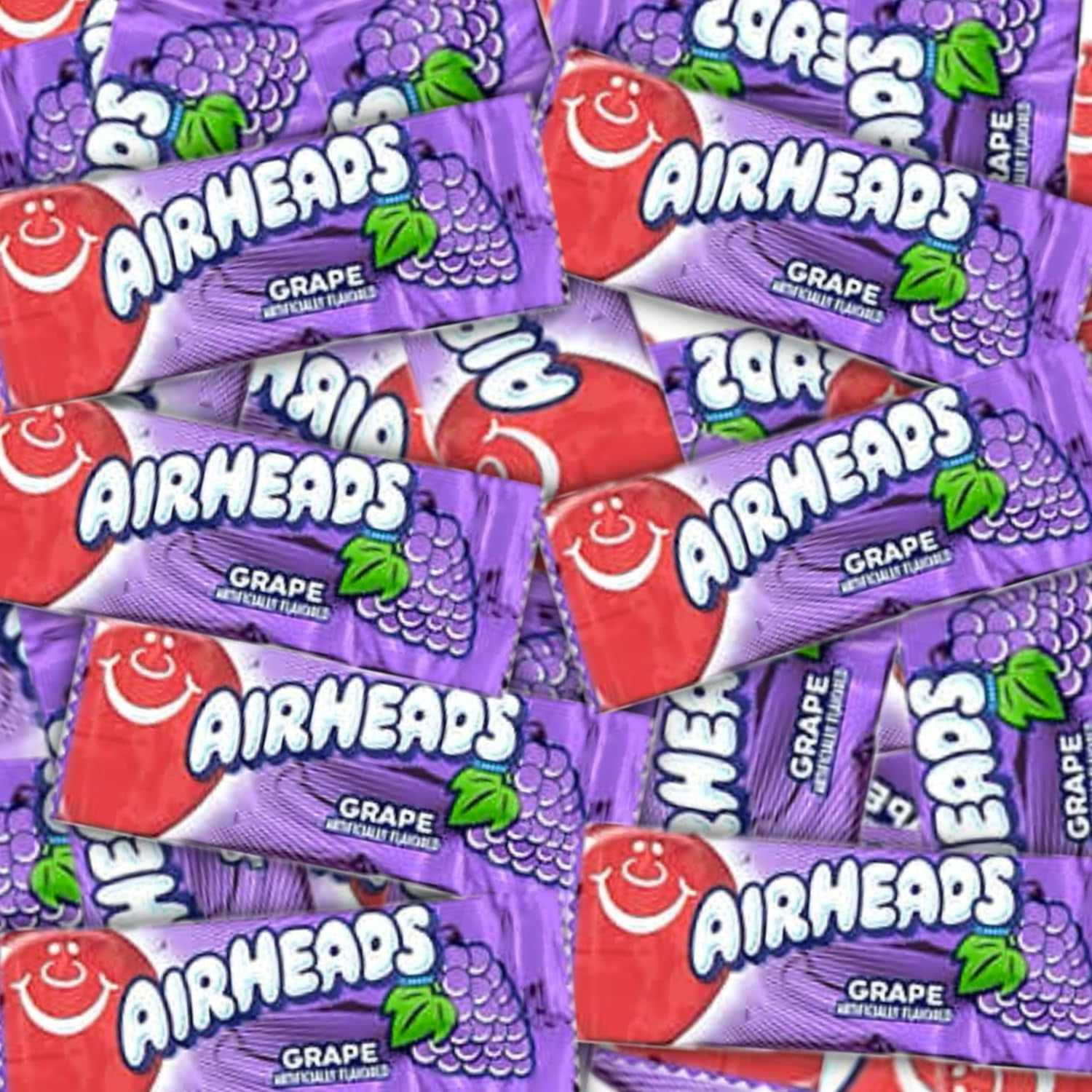 Airheads Candy Mini Bars, Grape Flavor, 40 Pieces Bulk Bag, Individually Wrapped Non-Melting Chewy Fruit Taffy, Gluten Free, Perfect for Birthdays, Parties & Pantry (1 lbs)