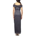 thumbnail image 2 of Alex Evenings Womens Plus Size Cold-Shoulder Dress Side Ruched Skirt 22 Plus Smoke Glitter, 2 of 3