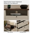 thumbnail image 3 of EYYTHUNG Modern Nightstand with Drawers Wooden End Table with Charging Station Farmhouse Night Stand Bedside Side Table with Storage Open Shelf, Rustic White/Honey Brown, 3 of 8