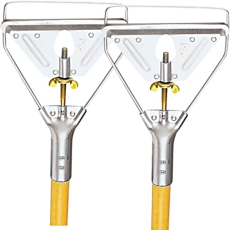 Boardwalk Natural Screw Clamp Metal & Wooden Mop Handle  Bundle of 2