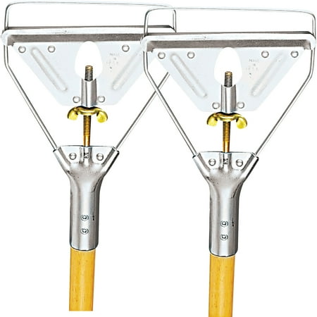 Boardwalk Natural Screw Clamp Metal & Wooden Mop Handle, Bundle of 2