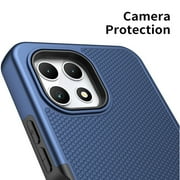 For BLU View 5 Pro 2024 Dual Layer Slim & Tough Hybrid Shockproof Heavy Duty TPU Matte with Textured Rugged Shell Protection Phone Case Cover by Xpression - Blue Navy