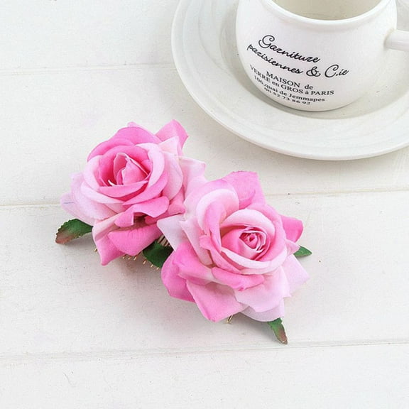 YUYUETIME 2Pcs Metal and Cloth Floral Hair Accessories for Brides Night Out Prom