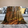 thumbnail image 2 of Pratyus Sunbeam Trees Nature Cozy Throw Blanket Lightweight Flannel Blanket for Bedroom Living Rooms Sofa Couch All Seasons Exquisite Gifts for Bed 60x80in, 2 of 6