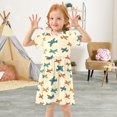 thumbnail image 3 of FORMRS Girls Short Sleeve Dress Summer Casual Round Neck A-line Beach Sundress, Sizes 2T-8T, Brown Cartoon Planes Pattern, 3 of 8