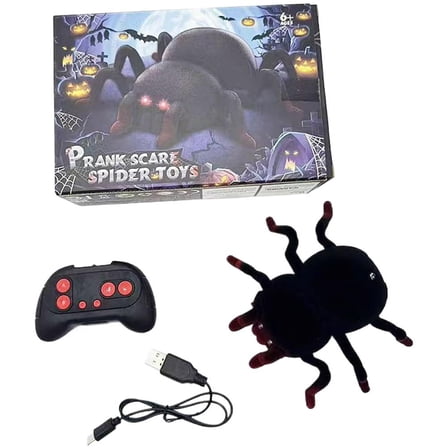 Electric Remote Control Climbing Spider Car,Floor Wall Realistic Spider with Light Up Eyes,Rechargeable Wall Climbing Spiders Robot Toys,RC Animals Toys Gifts for Christmas Birthday