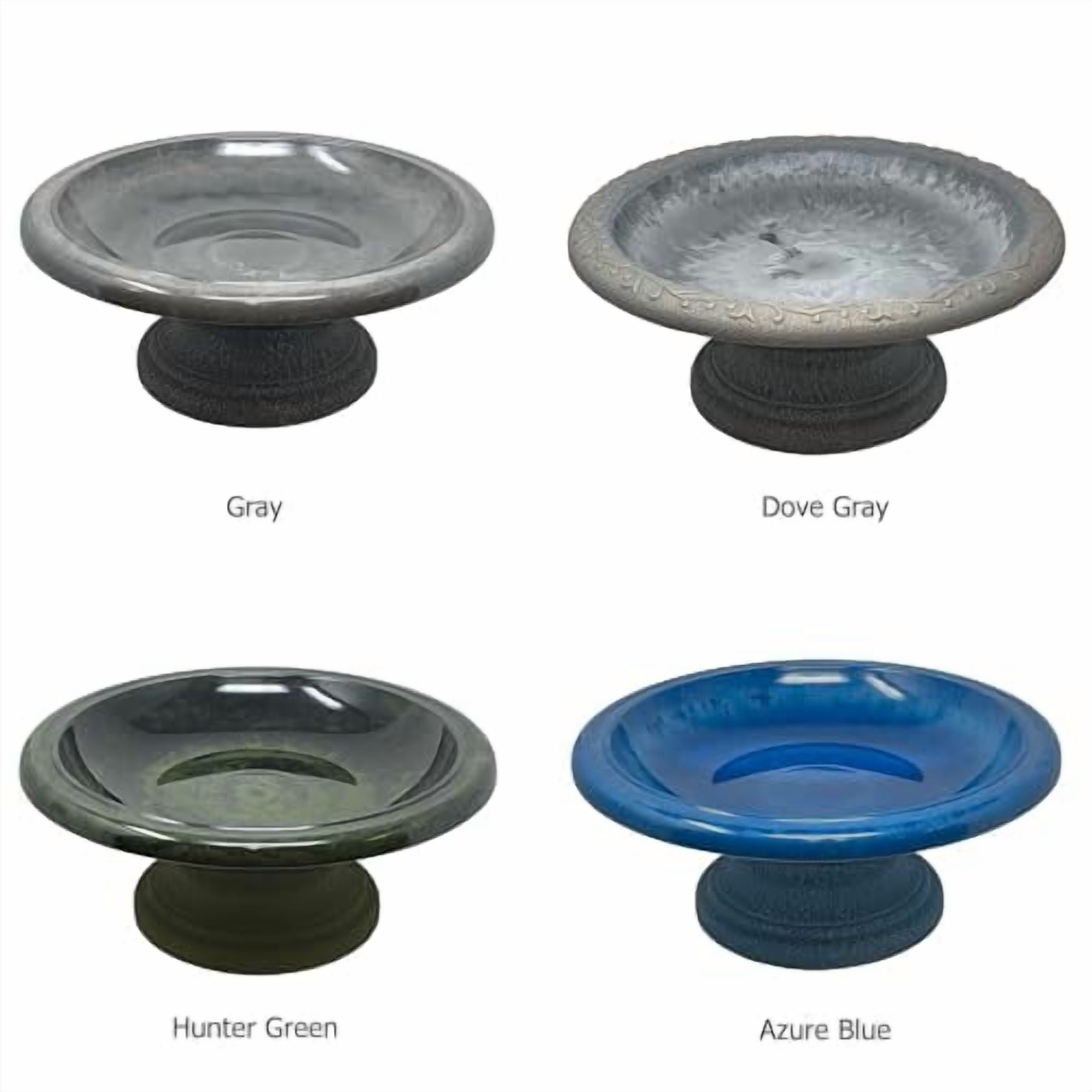 Tierra Garden Birds and Beyond Fiber Clay Bird Bath, Semi-Gloss Bird Bowl with Matte Low-Profile Base (Charcoal)