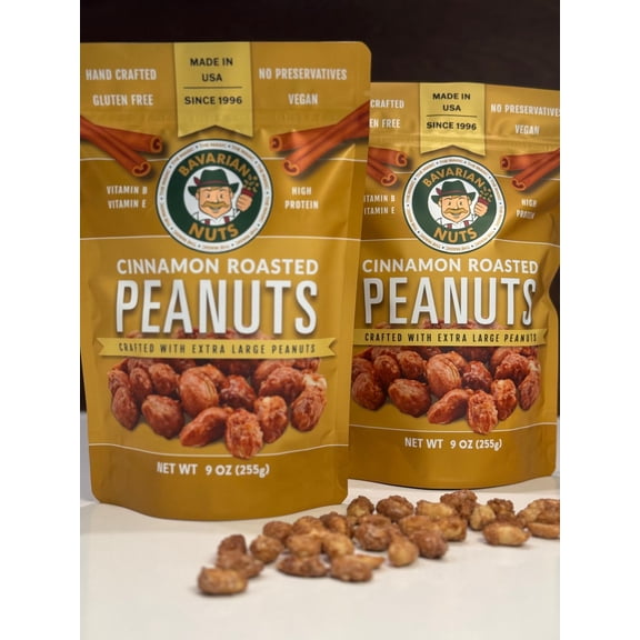 Magic Bavarian Nuts - Cinnamon Roasted PEANUTS, 9oz., Vegan, Gluten-Free