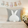 thumbnail image 5 of 18x18 Inch Easter Pillow Covers, 3D Embroidered Velvet Bunny Rabbit Throw Pillowcase for Sofa Couch Bedroom Decor, Spring Home Decoration Cushion Case, Bunny Rabbit Pillow Covers, 5 of 6