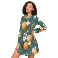 thumbnail image 3 of FORMRS Womens Long Sleeve Nightgowns Crew Neck Sleep Shirt Soft Pajamas Sizes S-3XL, Green Floral Orange, 3 of 8