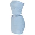 thumbnail image 5 of Musuos Women Summer 2PCS Outfits, Low-Cut Strapless Plain Color Crop Tops, Low Waist Super Short Hip Skirt, 5 of 9