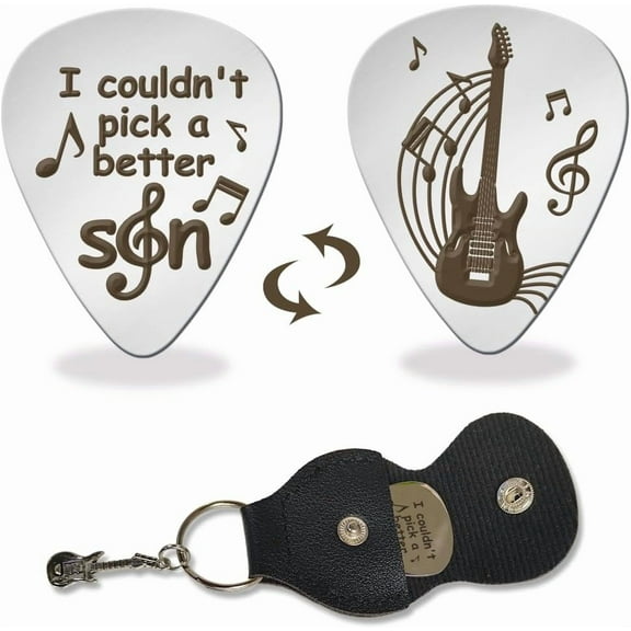 1 Pc Stainless Steel Guitar Pick I Couldn't Pick a Better Son Metal Guitar Plectrums Bass Pick Musicial Gifts with Holder for Son Him Men Graduation Birthday Christmas diy