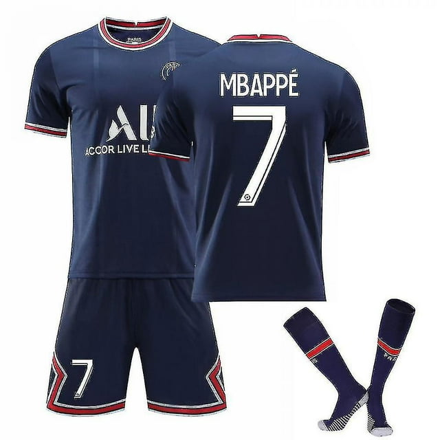 Mbappe 7 Home 2021 2022 Season Paris Soccer Jersey Set para niños-28(150-160cm)- BmatwkZeng Bmatwk Jersey