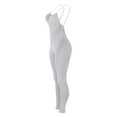thumbnail image 4 of Usmixi Jumpsuits for Women Sexy Back Hollowed Soft Knitted Ribbed Slim Strap Sports Yoga Long Jumpsuits Overalls Summer Formal Solid V-Neck Sleeveless Maxi Rompers Gray s, 4 of 6