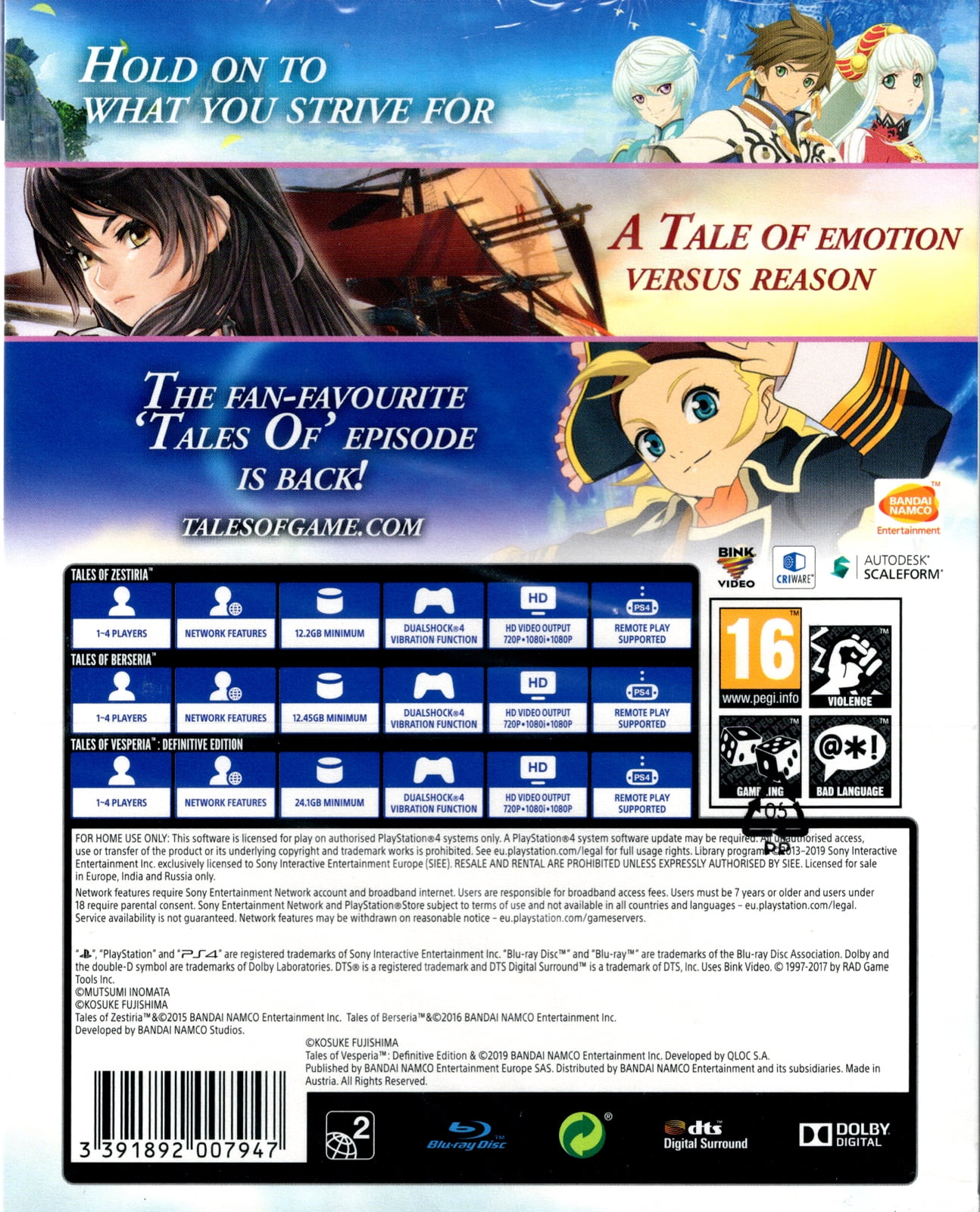 Tales of Compilation (Vesperia, Berseria, Zestiria) (EU