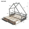 thumbnail image 3 of Daybed Extendable Bed with Trundle Bed and Two Drawers, Wooden House Bed Sofa Bed for Bedroom Living Room, Can be Expanded from Twin Size to King Size, Gray, 3 of 7