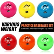 6 Pack Poly Practice Baseballs & Softballs, Various Weighted Balls for Throwing, Hitting and Pitching