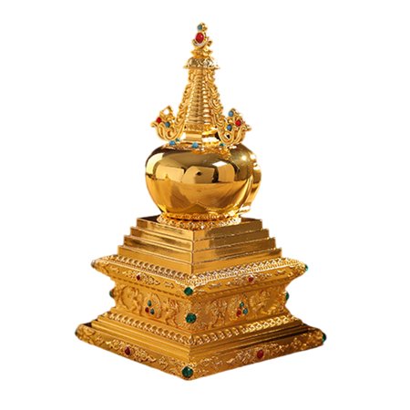 Tibetan Pearls Stupa Metal Buddhas Pagoda Statue Meditations Desk Decorative Ornament for Home and Office Spirituality