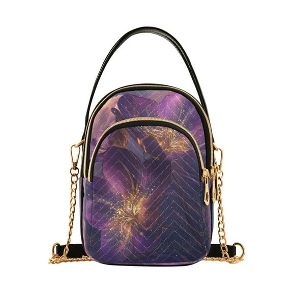 DIXRUYEE Cross Body Fashion Shoulder Waist Purse Bags Violet Flowers Pocket Handbags