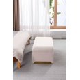 thumbnail image 3 of 43.3" Ottoman Bench, Boucle Fabric Bedroom Stool with Gold Metal Legs, End of Bed Bench, Entryway Shoe Bench, Footrest for Living Room Bedroom Entryway, Beige, 3 of 7