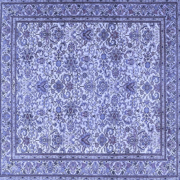 Ahgly Company Machine Washable Indoor Square Persian Blue Traditional Area Rugs, 8' Square