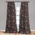 thumbnail image 2 of Floral Window Curtains, Garden Concept Continuous Flowers Leaves and Birds Illustration, Lightweight Decor 2-Panel Set with Rod Pocket, Pair of - 28"x63", Dark Coral and Reseda Green, by Ambesonne, 2 of 3