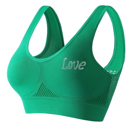 UPPADA Womens Sports Bras Seamless Padded Bras Full Coverage Push Up Bra No Underwire Everyday Bras Mesh Breathable Bralettes Smoothing Bras Green XXXXL