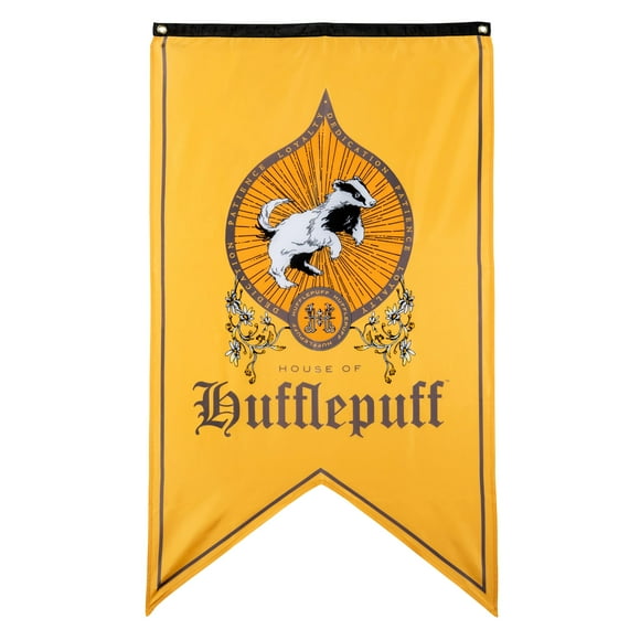 Banner CON*QUEST con el escudo de Harry Potter Hufflepuff, 75 x 125 cm