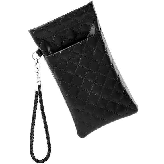 Double Eyeglasses Cases Soft Sunglasses Cases With Wrist Strap Black Eyeglass Pouch Leather Sunglasses Pouch 7.09×3.94 In