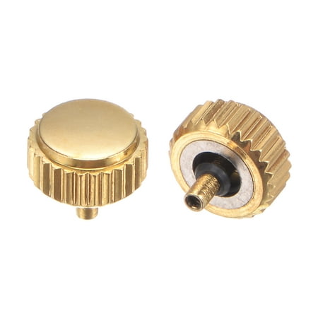 

Uxcell 2Pack 5.5x6mm Watch Crown Parts Stainless Steel Flat Head Long Stem Watch Crown 2.5mm ID Gold Tone