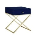 thumbnail image 3 of Jakob Navy/Gold Sidetable/Nighstand - Square Lacquer-Finish Gold Steel, X-Metal Legs, 3 of 8