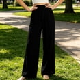 thumbnail image 4 of KIHOUT Women Wide Leg Pants Loose Fit Casual Lounge Pants with Adjustable Drawstring Elastic Waistband Solid Color Baggy Trousers for Women, 4 of 6