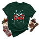 thumbnail image 3 of Gibobby Tops navideños para Mujer Camiseta de manga corta con cuello redondo y estampado de Navidad para mujer(Verde,XG), 3 of 5