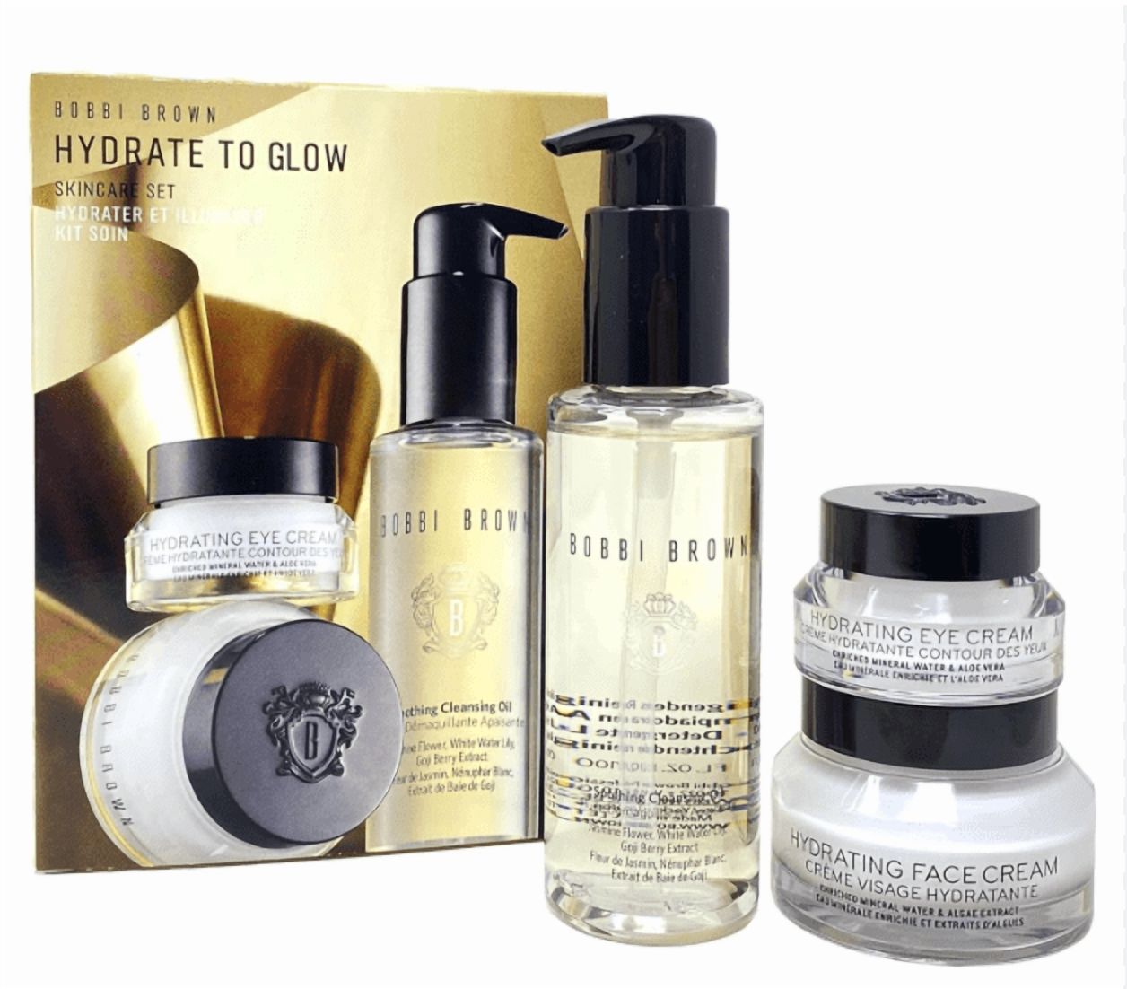 Bobbi Brown Hydrate To Glow Skincare Set - Soothing Cleansing Oil, Hydrating Face Cream, & Hydrating Eye Cream