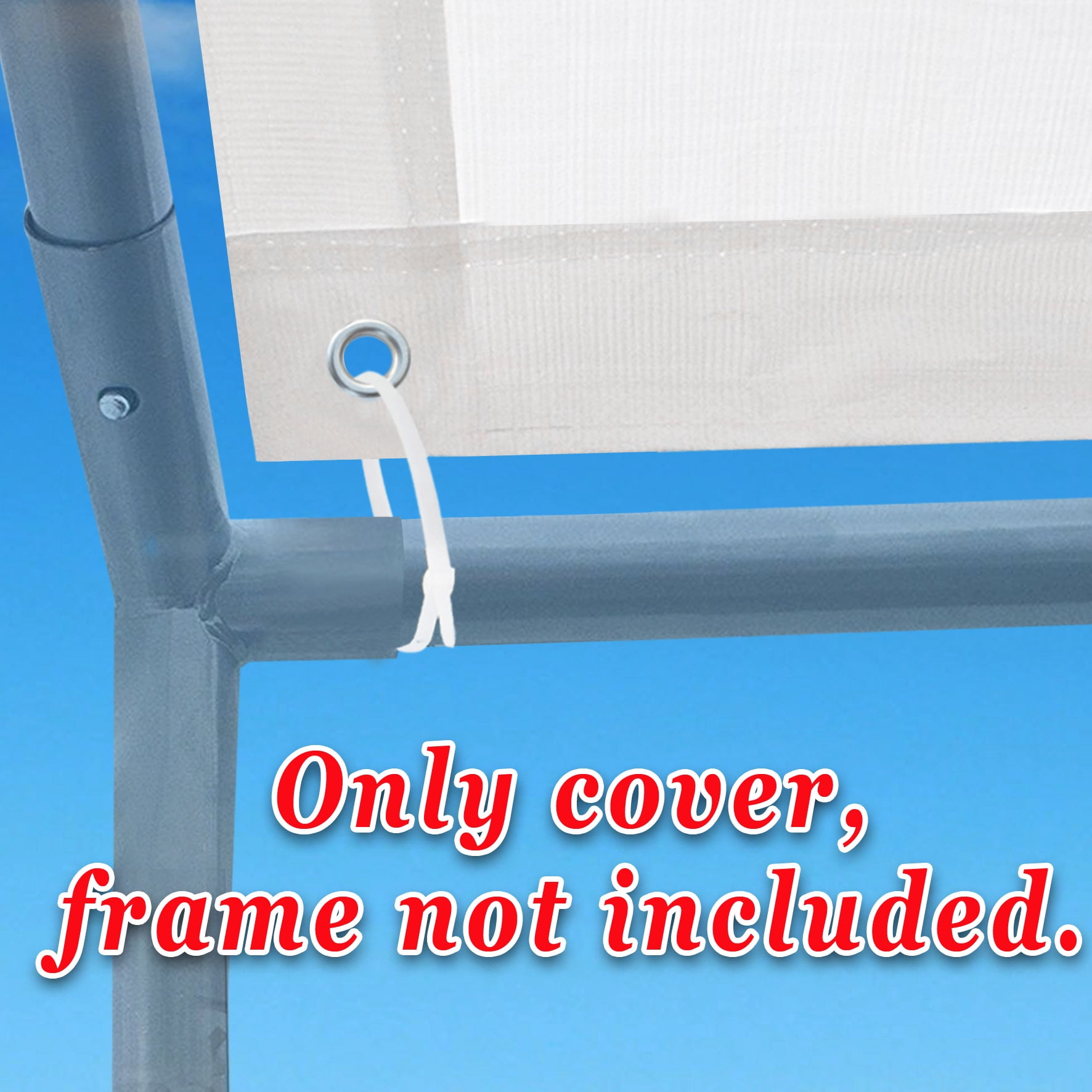 SUNNY 10'x20' Carport Replacement Canopy Cover for Outdoor Tent Garage Shelter, w/ Cable Ties (without edge)